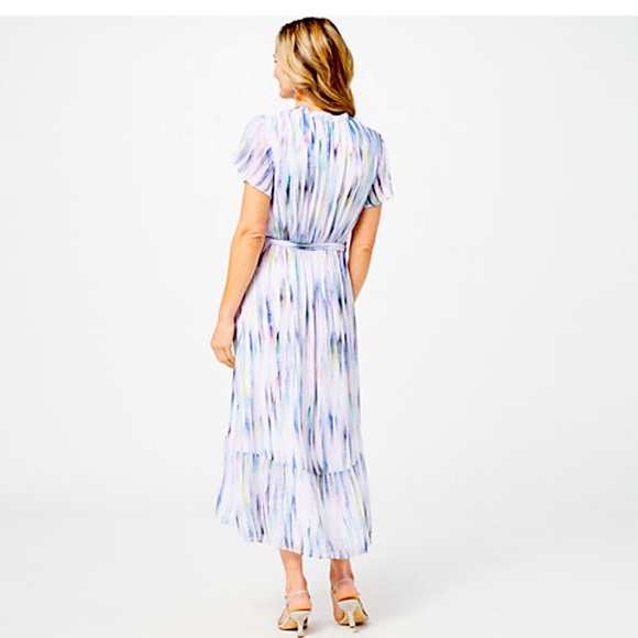 Side Stitch Flutter Sleeve Maxi Dress “watercolor” - Picture 2 of 8